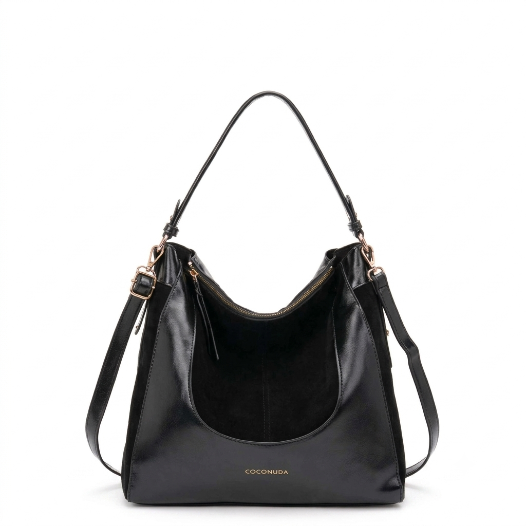 borsa donna coconuda spalla tracolla ecopelle camoscio nera borsa donna coconuda spalla tracolla ecopelle camoscio nera